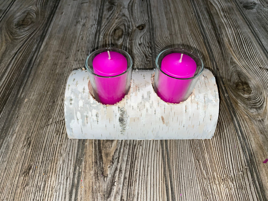 White Birch Candle Display, 2 Candles Included Keep God in Life