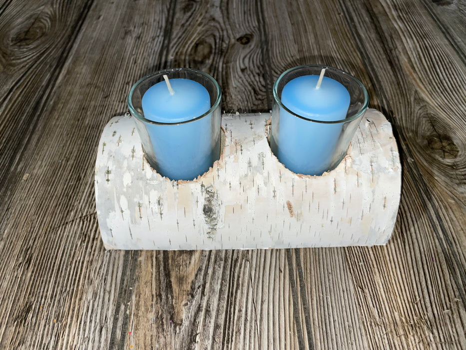 White Birch Candle Display, 2 Candles Included Keep God in Life
