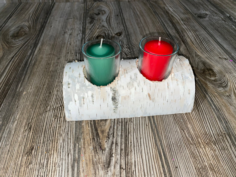 White Birch Candle Display, 2 Candles Included Keep God in Life