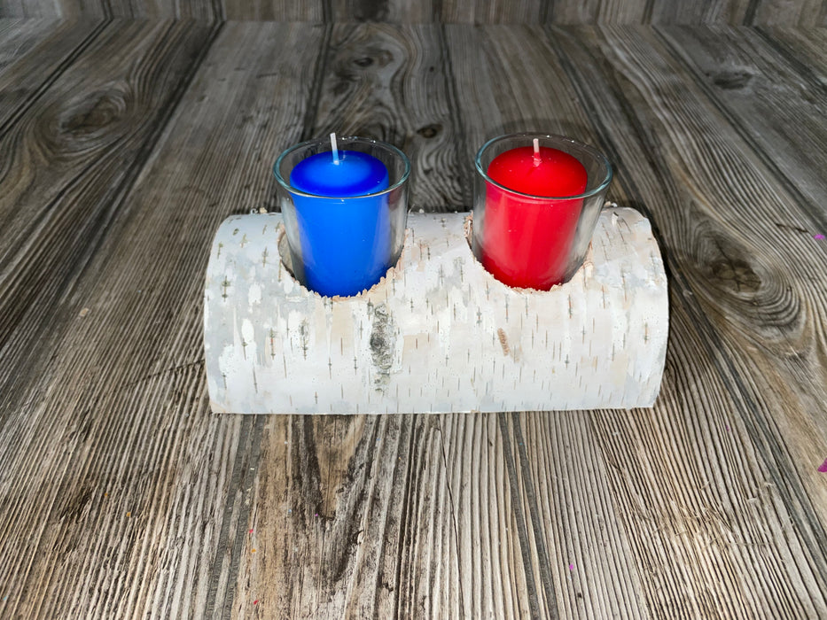 White Birch Candle Display, 2 Candles Included Keep God in Life