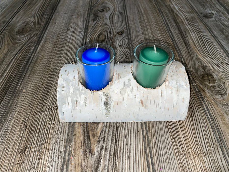 White Birch Candle Display, 2 Candles Included Keep God in Life