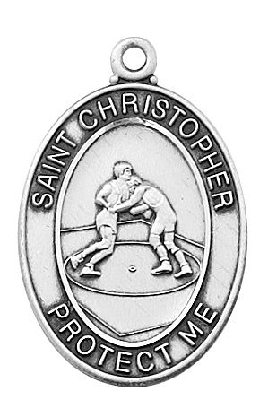 (D675WR) PEWTER OVAL WRESTLING MEDAL Keep God in Life