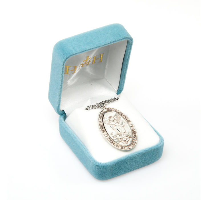 Saint Michael Oval Sterling Silver Medal Keep God in Life
