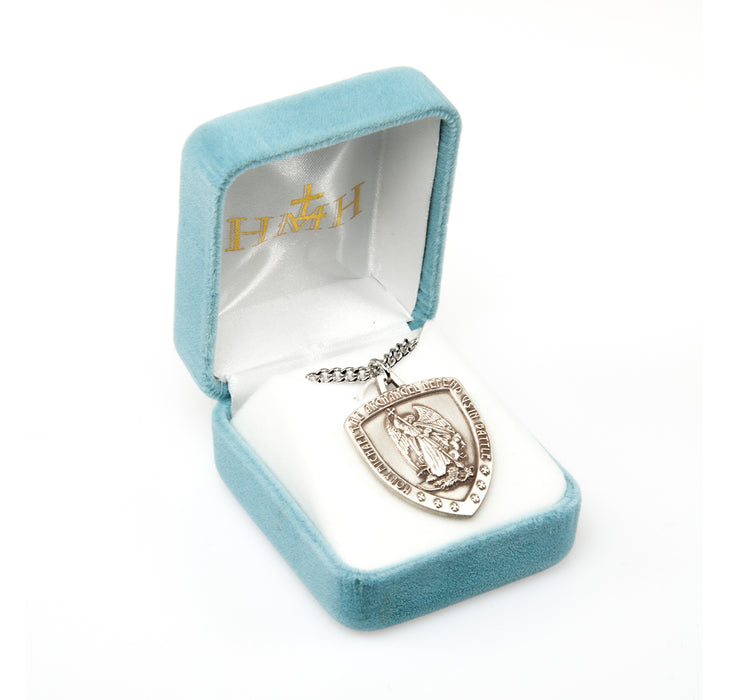 Saint Michael Sterling Silver Shield Medal Keep God in Life