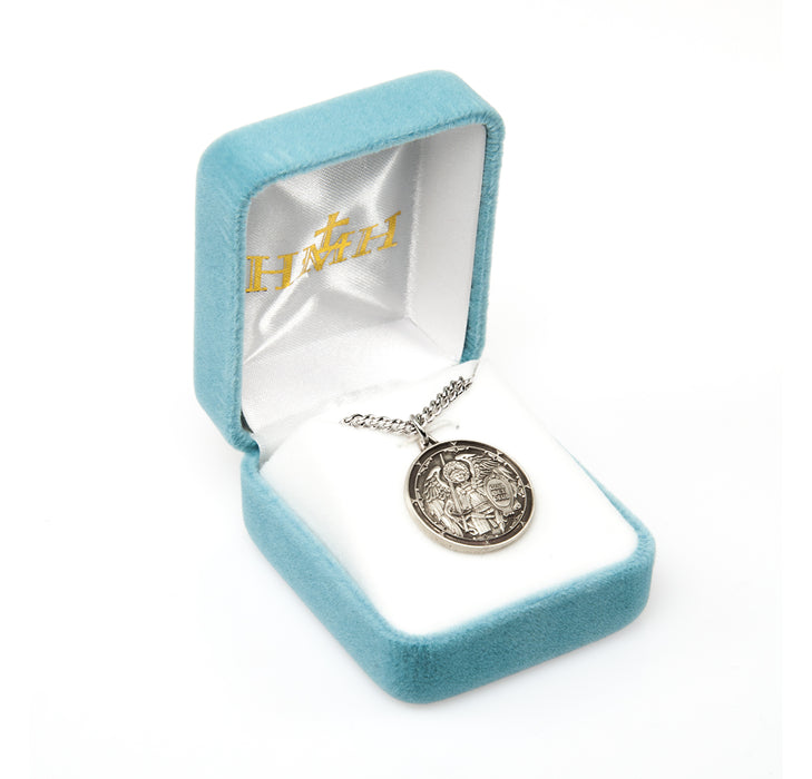 Saint Michael the Archangel Round Sterling Silver Medal Keep God in Life