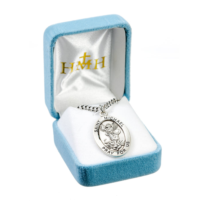 Patron Saint Michael Oval Sterling Silver Medal Keep God in Life