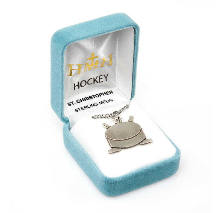 Saint Christopher Sterling Silver Hockey Athlete Medal Keep God in Life