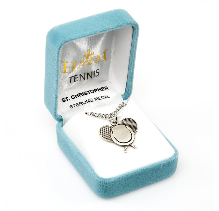 Saint Christopher Sterling Silver Tennis Athlete Medal Keep God in Life