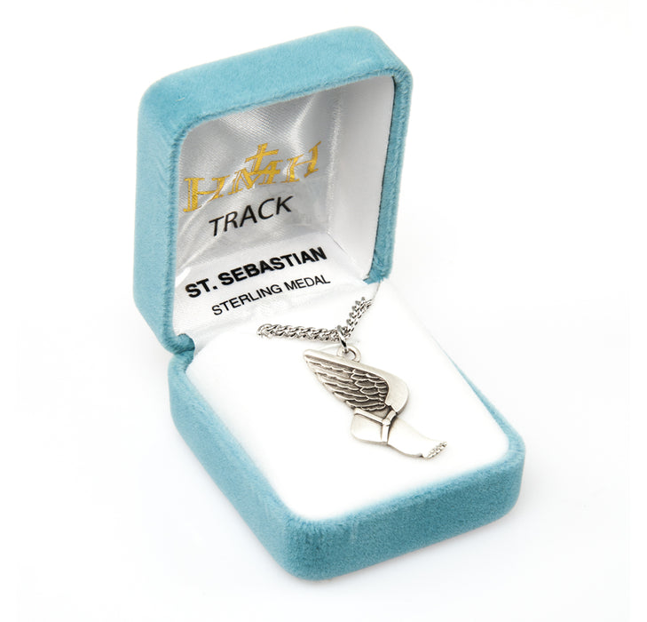 Saint Sebastian Sterling Silver Track Athlete Medal Keep God in Life