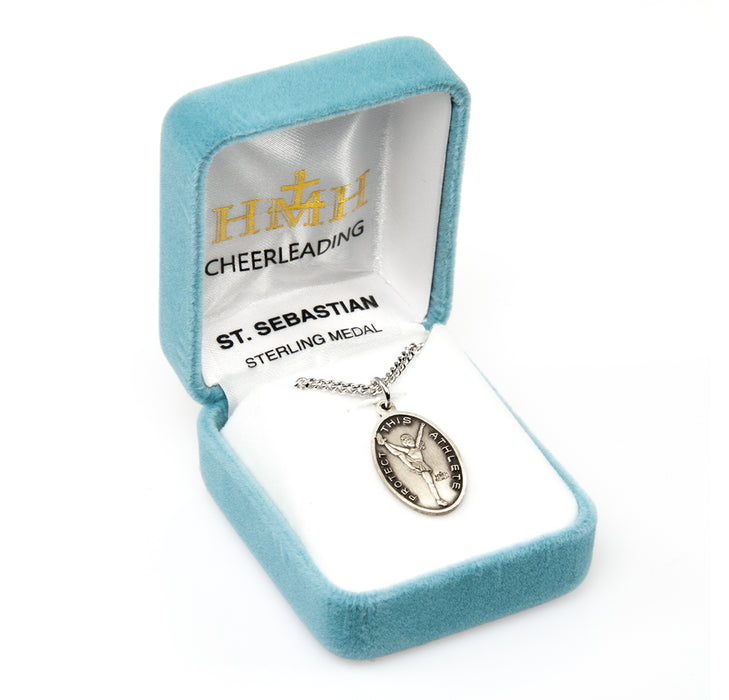 Saint Sebastian Oval Sterling Silver Female Cheer Athlete Medal Keep God in Life