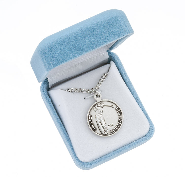 Saint Sebastian Round Sterling Silver Golf Male Athlete Medal Keep God in Life