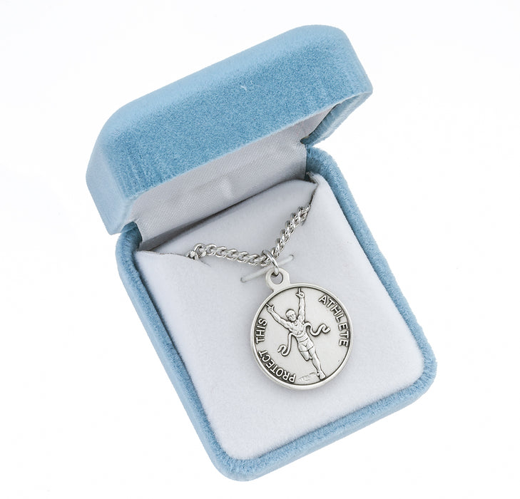 Saint Sebastian Round Sterling Silver Track Male Athlete Medal Keep God in Life