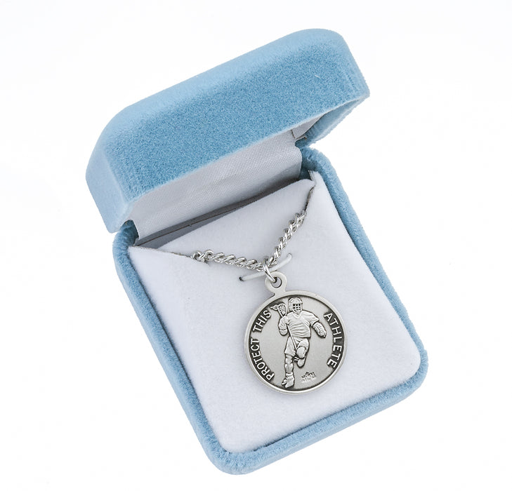 Saint Sebastian Round Lacrosse Male Athlete Medal Keep God in Life