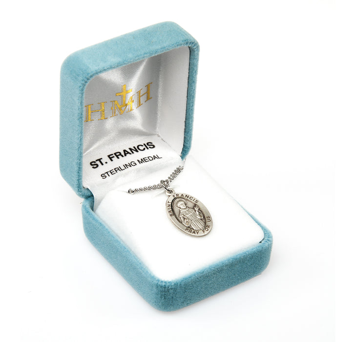 Patron Saint Francis Assisi Oval Sterling Silver Medal Keep God in Life