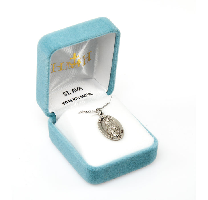 Patron Saint Ava Oval Sterling Silver Medal Keep God in Life