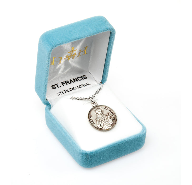 Patron Saint Francis Round Sterling Silver Medal Keep God in Life