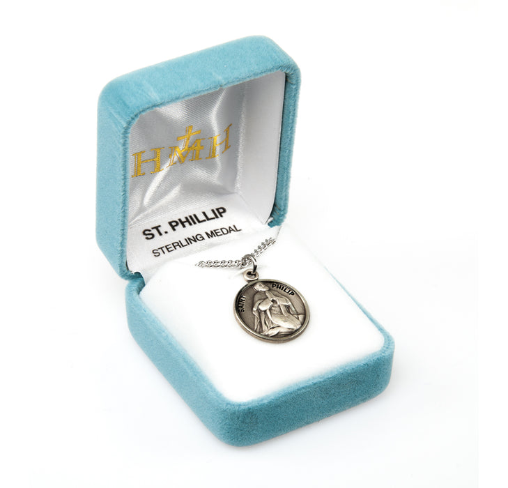 Patron Saint Philip Round Sterling Silver Medal Keep God in Life