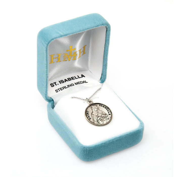 Patron Saint Isabella Round Sterling Silver Medal Keep God in Life