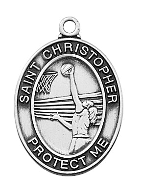 (D676BK) PEWTER GIRLS BASKETBALL MEDAL Keep God in Life