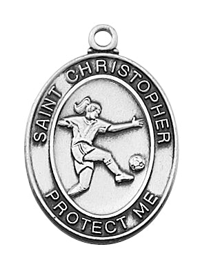 (D676SR) PEWTER GIRLS SOCCER MEDAL Keep God in Life