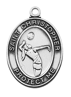 (D676VB) PEWTER GIRLS VOLLEYBALL MEDAL Keep God in Life