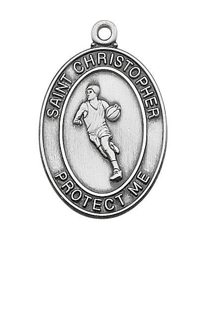 (D675BK) PEWTER OVAL BASKETBALL MEDAL Keep God in Life