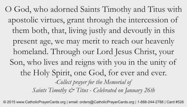 St. Timothy and St. Titus Prayer Card, 10-Pack Keep God in Life
