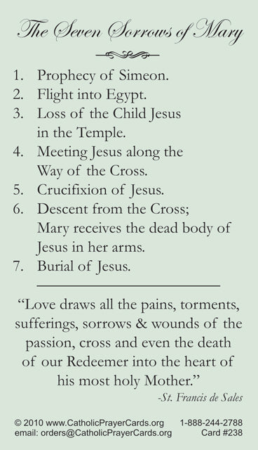Our Lady of Sorrows Prayer Cards (10 Pack) Keeping God in Sports