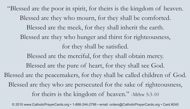 The Eight Beatitudes Prayer Card (10 Pack) Keep God in Life