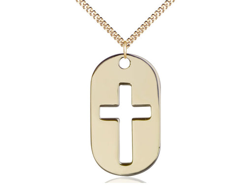 Cross Dog Tag Pendant with Curb Chain Keep God in Life