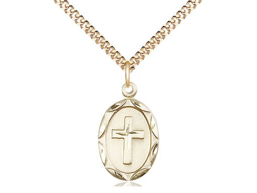 Round Cross Medal Pendant with Curb Chain Keep God in Life