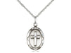 Round Cross Medal Pendant with Curb Chain Keep God in Life