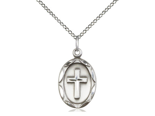 Round Cross Medal Pendant with Curb Chain Keep God in Life