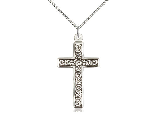 Swirl Cross Pendant with Curb Chain Keep God in Life