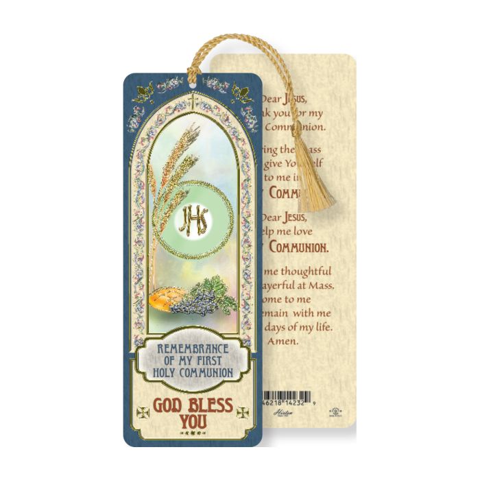 First Communion Laminated Bookmark with Tassel - Pack of 10