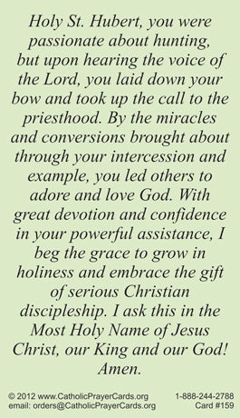 St. Hubert LAMINATED Prayer Card, 5-Pack Keep God in Life