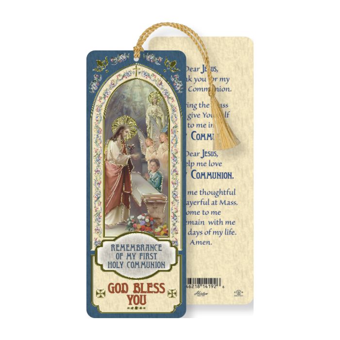 First Communion Boy Laminated Bookmark with Tassel (Pack of 10)