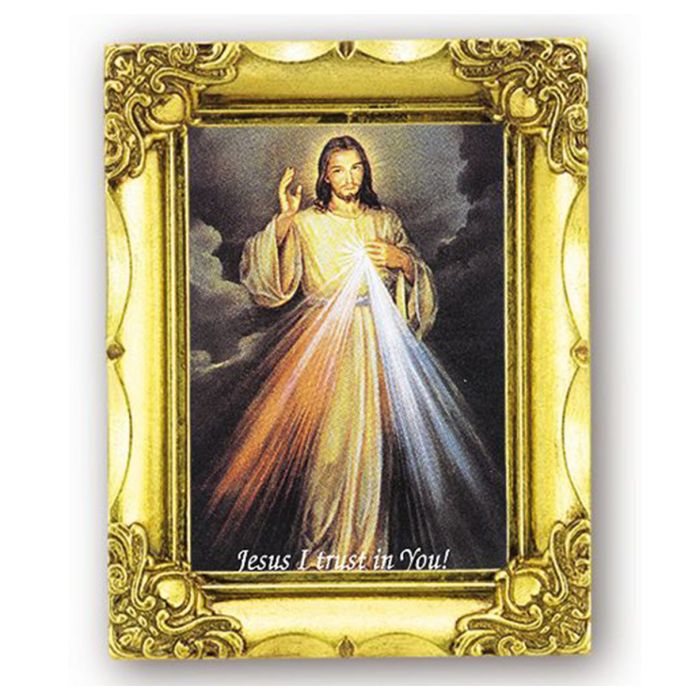 Antique Gold Frame 4 1/2" x 3 1/2" Divine Mercy Print