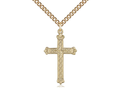 Textured Cross Pendant with Curb Chain Keep God in Life