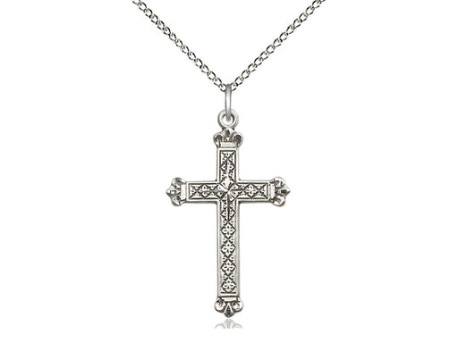 Textured Cross Pendant with Curb Chain Keep God in Life