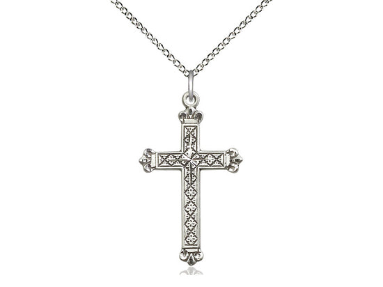 Textured Cross Pendant with Curb Chain Keep God in Life