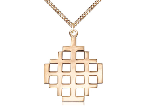 Jerusalem Cross Pendant with Curb Chain Keep God in Life
