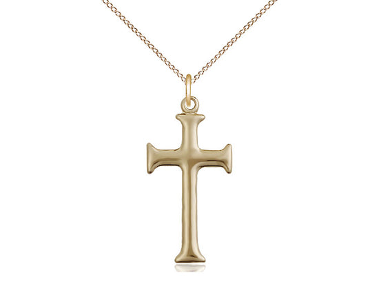 Serif Cross Pendant with Curb Chain Keep God in Life