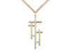 Triple Cross Pendant with Curb Chain Keep God in Life