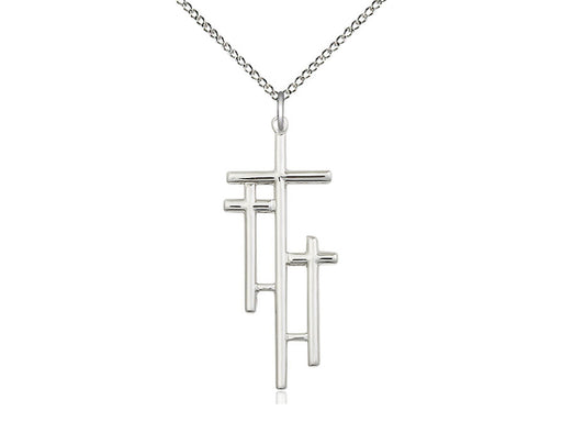 Triple Cross Pendant with Curb Chain Keep God in Life