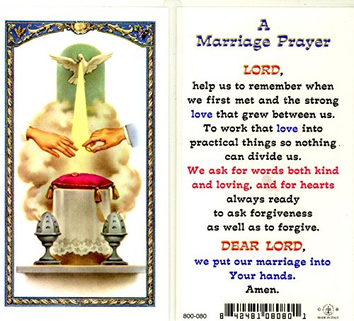 Marriage Prayer LAMINATED Holy Card, 5 Pack Keeping God in Sports