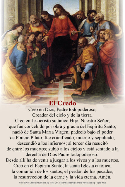 Apostle's Creed, El Credo, in Spanish and English LAMINATED Prayer Car ...