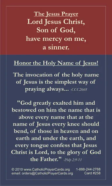 Holy Name of Jesus Prayer Card (10 Pack) Keeping God in Sports