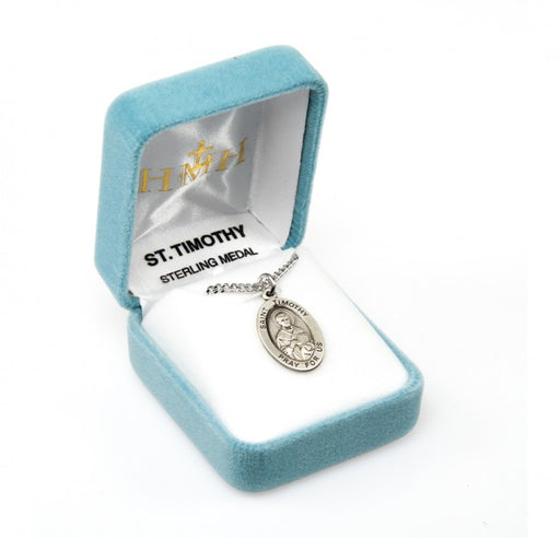 Patron Saint Timothy Oval Sterling Silver Medal Keep God in Life