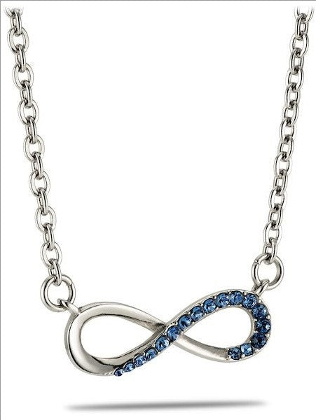 Police Thin Blue Line Infinity Necklace with Swarovski Crystals and 1 Cor. 13:8 Keep God in Life